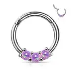 Piercing Ring Daith Septum 3 Opals Purple