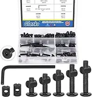 Glarks 120Pcs M6x15/20/25/30/35mm Black Hex Socket Cap Bolt Screws and Barrel Nut Assortment Kit with a Allen Wrench for Crib Baby Bed Cots Furniture