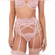 NWT For Love & Lemons Women’s Pink Aimee Floral Garter Belt - Size M