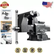 Durable 4.5'' Bench Vise with Flexibility: 210° Swivel Base & Versatile Jaws