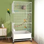 YSOAE 153CM Large Bird Cage, Parakeet Flight Cage, Wrought Iron Parrot Cage, Bird Cages On Wheels, Side Nesting Doors, Heavy-Duty Pet Birds House for Parakeets, Birds Aviary, Standing Birdcages
