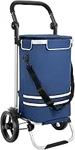 SONGMICS Shopping Trolley, Foldable Shopping Cart, Solid, with Insulated Cooling Bag, Large Capacity 35L, Multifunctional Luggage Cart with Wheels, Detachable Backpack, Blue KST02BU