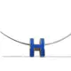 【全新現貨 優惠中】HERMES 時尚配件經典H LOGO橢圓銀飾項鍊.銀/深藍現金價$15,800