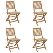 Folding Garden Chairs 4 pcs with Cushions Solid Wood Acacia