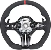 With Piano-black Trim Flat Bottom Half Perforated Leather Steering Wheel Compatible For BMW F10 F20 F30 F06 F22 M3 F80 M4 F82 X5 X2 F44 F16(M3)