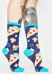 [Socksmith Design] Blue Pizza Dreams Crew Socks