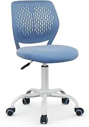 Giantex Kids Swivel Desk Chair, Armless Task Chair with Breathable Mesh Seat & Lumber Support, Mobile Comfortable Chair, Height-Adjustable Ergonomic Children Study Chair for Kid’s Room, Office
