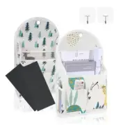 2 Pack Wall Hanging Storage Bag with Pocket, Fabric Forest + Pineapple