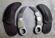 Knife King's Hand made Damascus Karambit knife Set LEFT & RIGHT PAIR