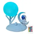 Astronaut Moon Night Light Rechargeable Spaceman Ornaments Stepless Dimming (C)