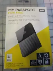 WD WDBP6A004DBBK-WESE My Passport 4TB Ext-Hard MAC Drive USB-C Time Machine NEW
