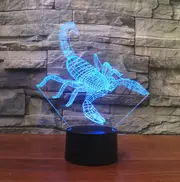Scorpion Shape 3D Colorful LED Vision Light Table Lamp, Charging Touch Version