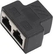 Ethernet Splitter RJ45 Splitter Adapter for Stable Connection for HomeOffice Use, LAN Internet 1 to 2 Simultaneous Online Devices, PVC Material
