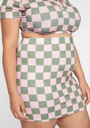 [NGOrder] Plus Rib Checkerboard Skirt
