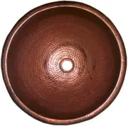 16" Round Hand-Hammered Terra Bathroom Copper Sink