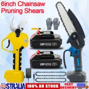 Cordless 50mm Pruning Shear 6inch Chainsaw 2X Battery Charger Kit For Makita 18V