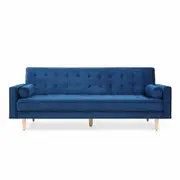 Sofia Velvet Sofa Bed Luxurious and Comfortable 3 Seater Futon Couch with Style Velvet Blue