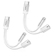 2x Sansai USB-C to 3.5mm Audio/Charging Splitter Cable Adapter for Samsung S21
