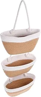 Woven Storage Basket Cotton Rope Multi Tiered Wall Hanging Organizer for Home Decor and Practical Weaving Design for Living Nursery and Storage Needs