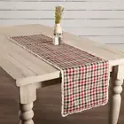 New Primitive Rustic Cabin Lodge Red Green Check Plaid Ruffled Table Runner 72"