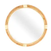Maine & Crawford Ida 60cm Round Rattan Glass Mirror Wall Hanging Decor Natural