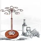(Bronze)Desktop Iron 6 Bottles Wine Cup Rack Glass Holder Display Shelf Va