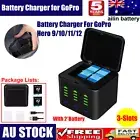 3 Channel Storage Battery Charger Box for GoPro Hero 12 11 10 9 w/ 2*2000mAh
