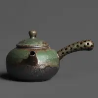 在飛比找蝦皮購物優惠-200ml日式陶瓷大茶壺窯變綠手工大容量陶瓷簡約復古風泡茶壺