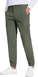 [Future Flow] Men's Lightweight Hiking Pants, Slim Fit Stretch Joggers, Waterproof Outdoor Pants with Pockets