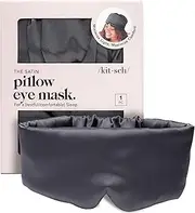 Kitsch Pillow Eye Mask for Sleeping, Softer Than Silk Sleep Mask, Padded Sleeping Mask for Women, Eye Cover for Sleeping, Satin Sleep Mask for Women, Blindfold for Sleeping, Night Mask (Charcoal)