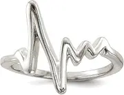 [JewelryWeb] 925 Sterling Silver Polished Fancy Love Heartbeat Ring Statement-Ring for Women