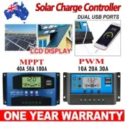 Solar Panel Charge Controller 100A MPPT PWM 12V/24V Regulator Battery Dual USB