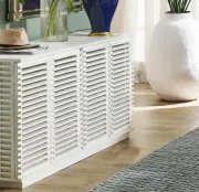 Solid Oak 4 Door White Wood Finish 160cm Buffet Sideboard Cabinet Table Display