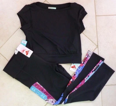 Seafolly Active Black Crop Top Medium (10-12) & Moon Dance Legging Large (12-14)