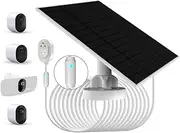 6W Solar Panel Compatible with Arlo Pro 5S 2K, Pro 4, Pro 3, Floodlight, Ultra 2, Ultra, and Go 2 Cameras, Weather Resistant, Easy Install，IP66 Waterproof，4m Charging Cable