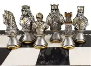 Medieval Times CRUSADE Busts chess men set Gold Silver Color - No Board