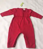 NEW Le Top Baby Girls Sz 3m-9m jumpsuit Shimmer&Shine, Red, Cotton/Lurex