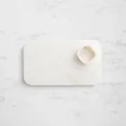 Salisbury & Co Corsica Rectangular Marble Board with Small Dip Bowl Set 2pc White
