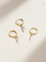 [STONE AND STRAND] STONE AND STRAND - Initial Gold Diamond Single Earring - F F Gold