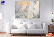 Gray Yellow & Gold Abstract Art Wall Canvas Home Decor Australian Made Quality