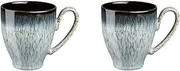 Denby - Halo Large Coffee Mug Set of 2-420ml Reactive Glaze Stoneware Ceramic Tea Mug Set - Dishwasher Safe, Microwave Safe - Black, Grey, White - Chip Resistant