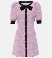 [Alessandra Rich] Alessandra Rich Bow-detail printed silk minidress AU 14 pink