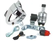NEW! Original Bicycle Headlight Generator Bullet Light Set W/Visor In Chrome.