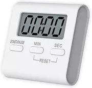 Small Digital Kitchen Timer Magnetic Back, Loud Alarm Reminder with Stand Hanging Hole Countdown Timer (White-1 Pack)