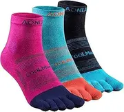 [AONIJIE] Running Ankle Toe Socks for Men and Women Lightweight Coolmax High Performance Five Finger Athletic Socks