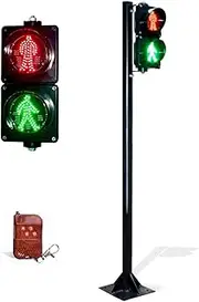 Traffic Signal Light,Red/Green Stop and Go Traffic Light,Pedestrian Crossing Warning Lights,100mm(4 Inch) LED Loading Dock Traffic Lights with Remote Control and Bracket, Stop and Go Light