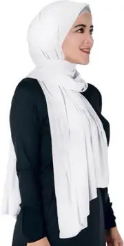 Non-see-through Premium Jersey Maxi Hijab Head Scarf Wrap for Muslim Women White