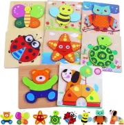 8 Pack Toddler Puzzles, Wooden Animal Jigsaw Puzzle Gifts for Kids 3+ Years Old
