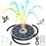 6.5W Solar Glass Panel Fountain, LED Colorful Lights & Remote Control, Rechar...