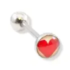 14G Red Heart Logo Surgical Steel Tongue Rings Barbell Piercing Sold Individuall